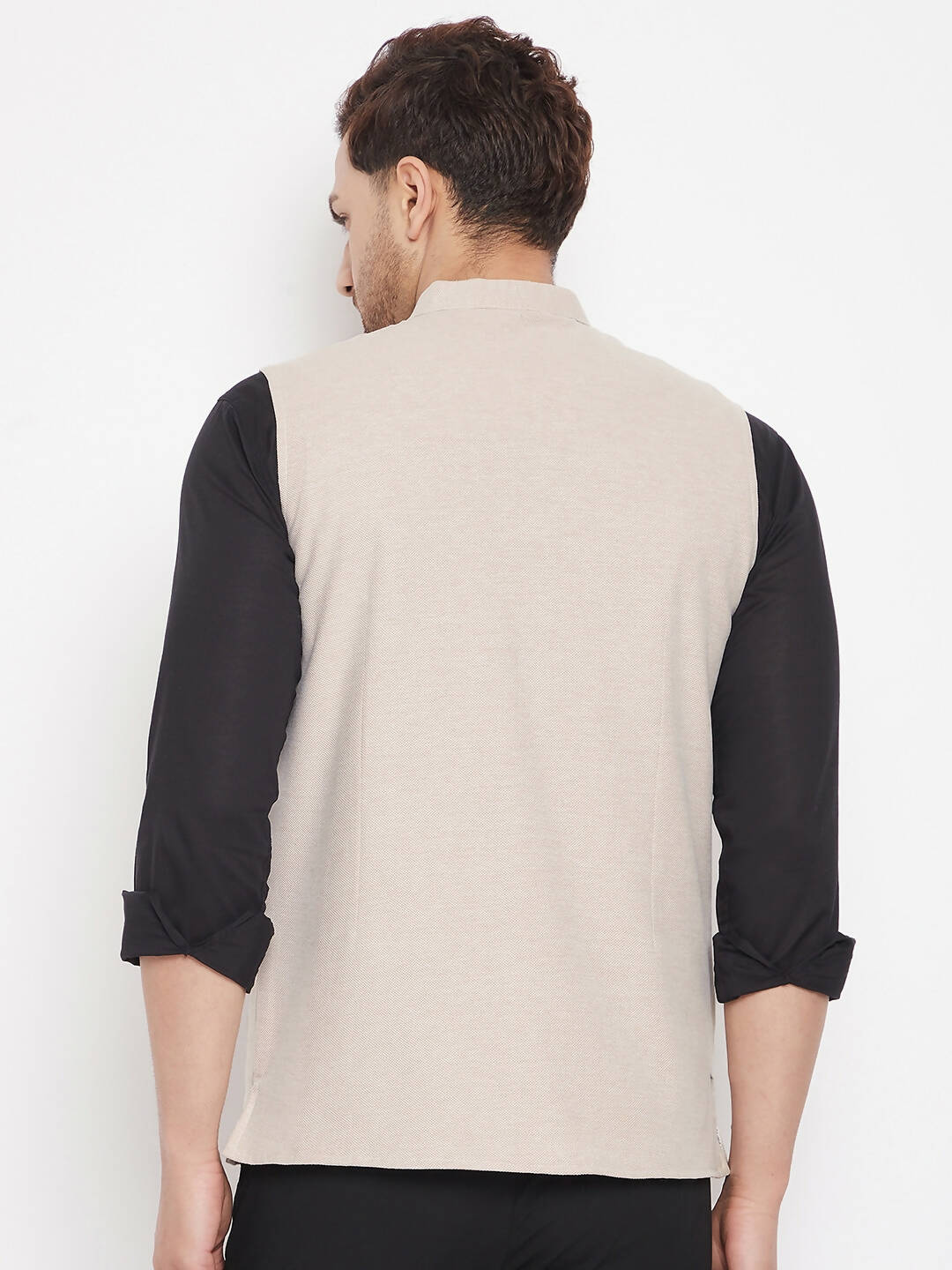 Even Apparels Cream Merino Men Woven Nehru Jacket | Swadesiicart