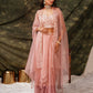 Peach Pure Crepe Handwork Top with Skirt & Shrug - Naomika - Swadesiicart