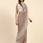 Light Brown Lycra Solid Ready to Wear Saree with stitched Blouse - Nita | Swadesiicart