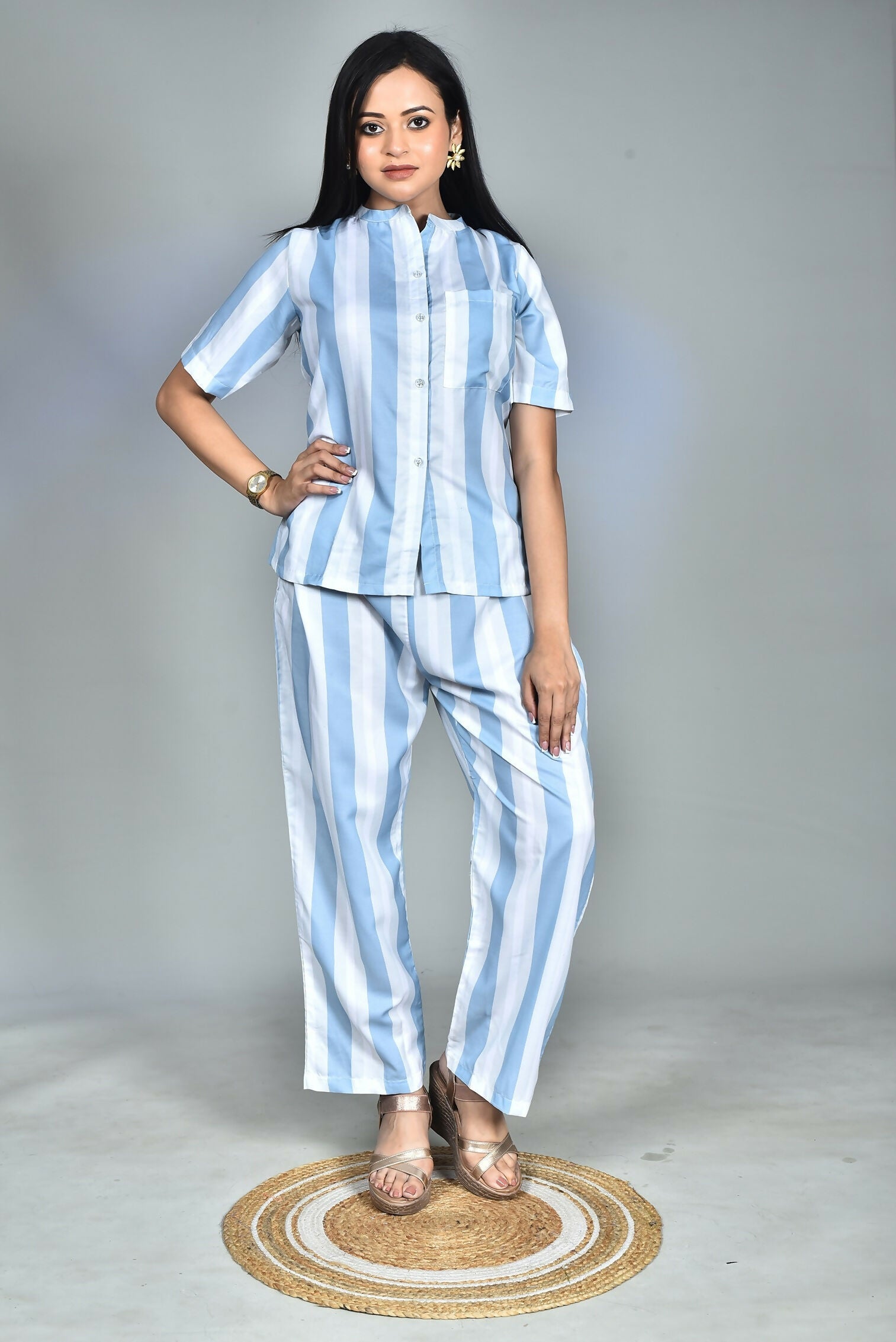 Morchari Digital Print Semi Muslin Co-Ord Set Top & Trouser-Multicolor - Swadesiicart