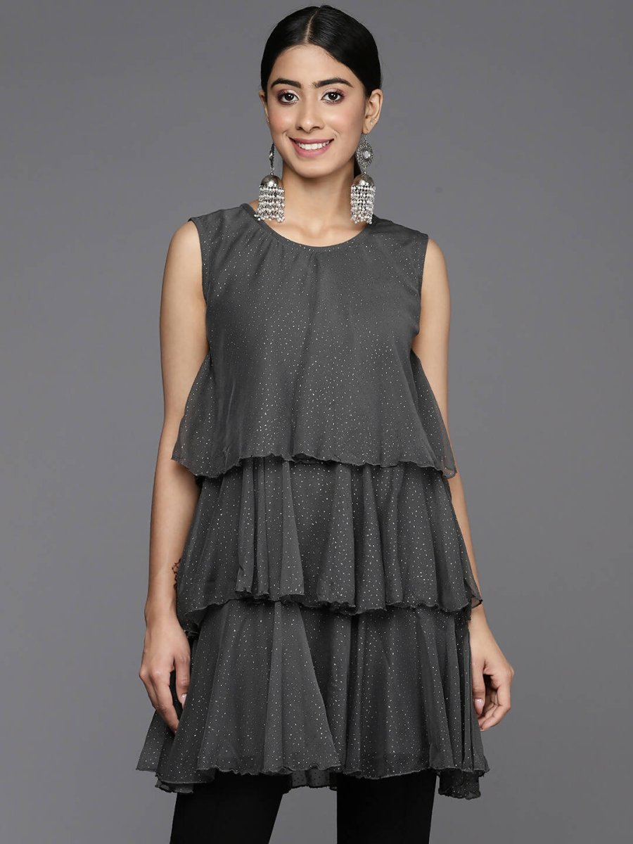 Ahalyaa Women's Traditional wear Tunic - Grey | Swadesiicart