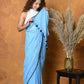 Very Much Indian Mul Cotton Khadi Design Handloom Woven Saree - Blue | Swadesiicart