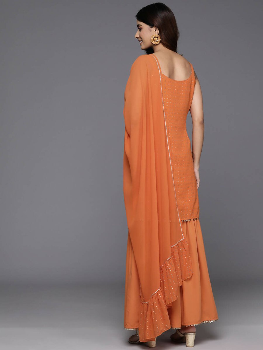 Ahalyaa Women's Traditional wear Kurta Set - Orange | Swadesiicart