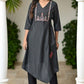 W for Woman Black Thread Embroidery A-line Kurta and Slim Pant Set
