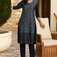 W for Woman Blue Rayon Flared Kurta and Slim Pant Set