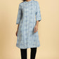 W for Woman Blue Geometric Printed Straight Kurta with Slim Pant Set