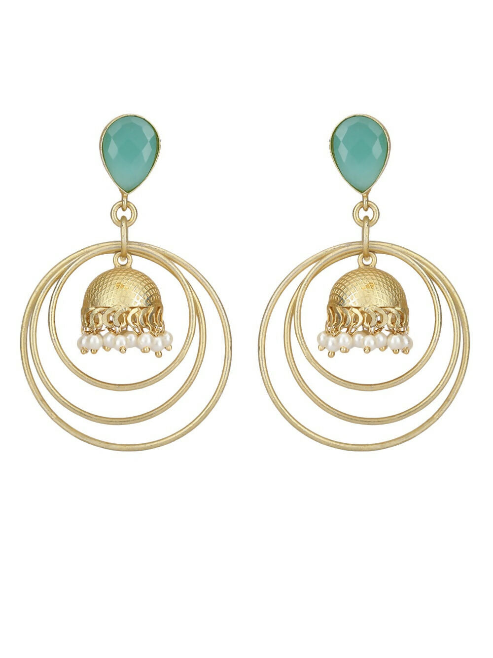 Joban Fashion Women Round Shape Matte Gold Earrings | Swadesiicart