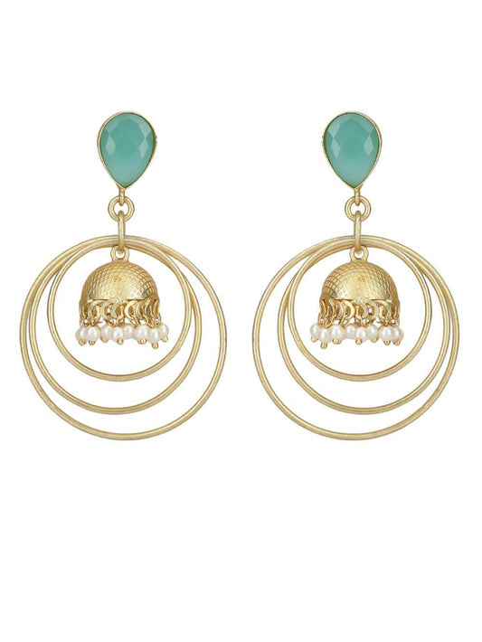 Joban Fashion Women Round Shape Matte Gold Earrings | Swadesiicart