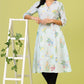 W for Woman Blue Floral Printed Thread Embroidered Pure Cotton A-Line Kurta and Jegging Set