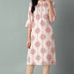 W for Woman Beige Geometric Printed Rayon Straight Kurta and Slim Pant Set