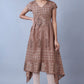 W for Woman Beige Floral Printed Pure Cotton Flared Kurta and Slim Pant Set
