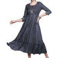 Anubhutee Women's Viscose Rayon Navy Blue Printed Ethnic Dress | Swadesiicart