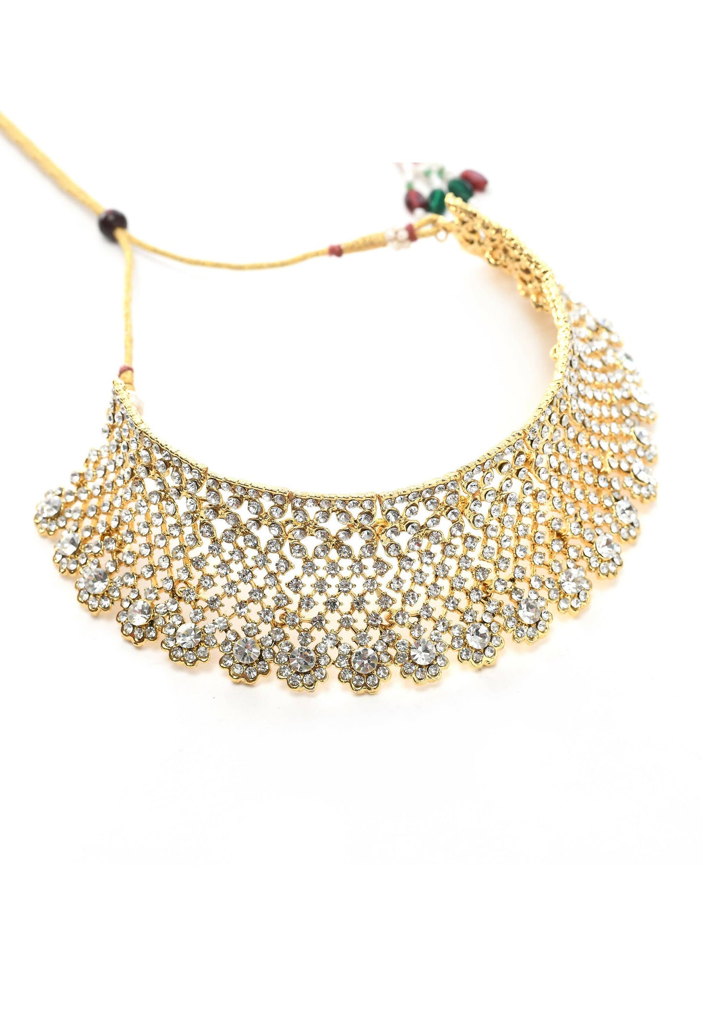 Mominos Fashion Johar Kamal Traditional Rajwadi Design Heavy Golden Colour Necklace Set - Swadesiicart