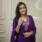 The52 Purple Women's Gorgeous Vichitra Fabric Embroidered Work Straight Kurta Pant and Dupatta Set - Swadesiicart