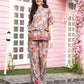 Red Rayon Floral Printed Top with Matching Bottom - Eesha - Swadesiicart