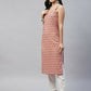 Miravan Women's Floral Printed Strappy Peach Straight Kurta - Swadesiicart