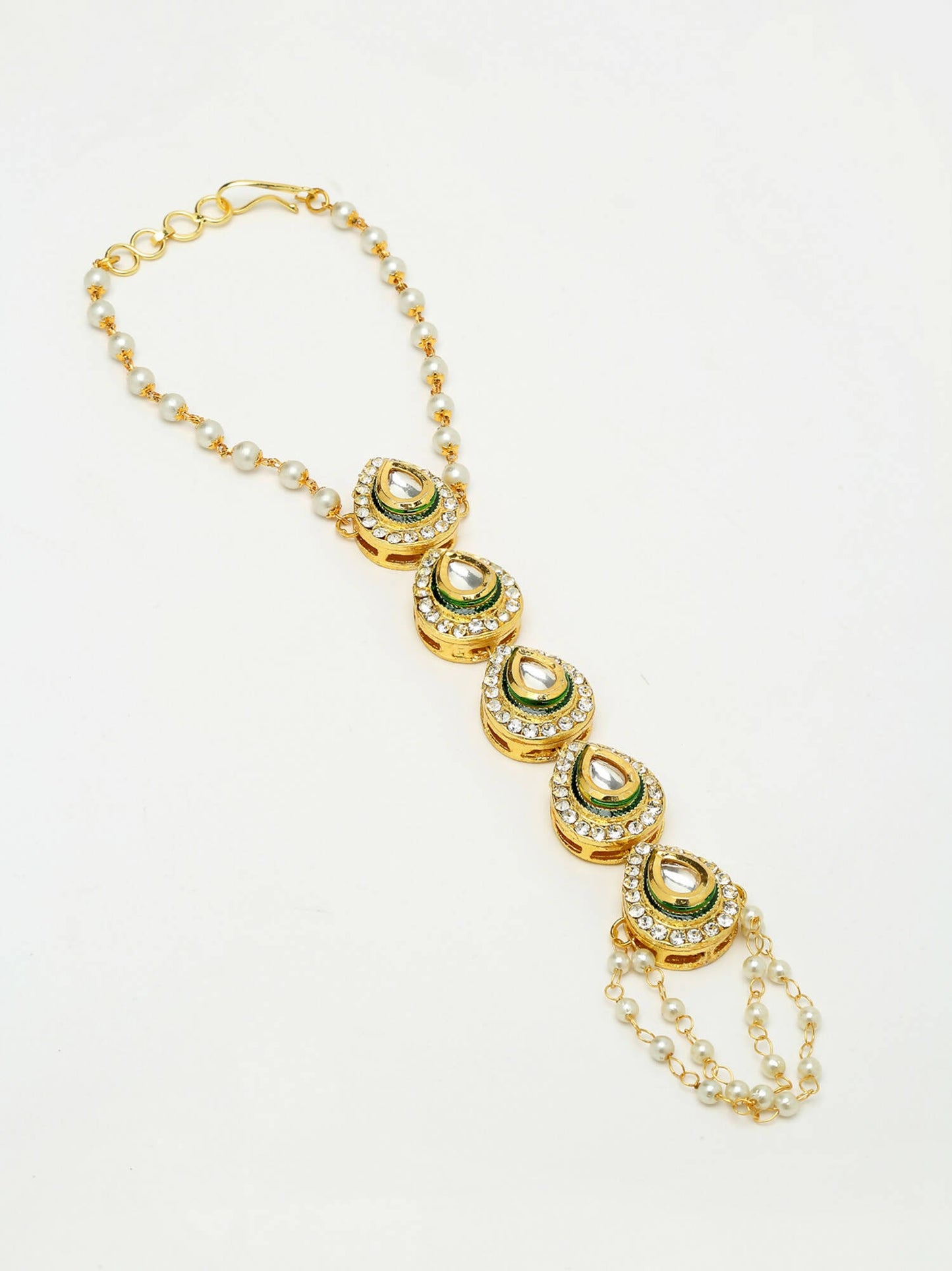 Kundan Hand Harness Set Of 2 - Ruby Raang - Swadesiicart