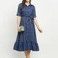 Rudra Bazaar Blue A-Line Striped Kurta | Swadesiicart