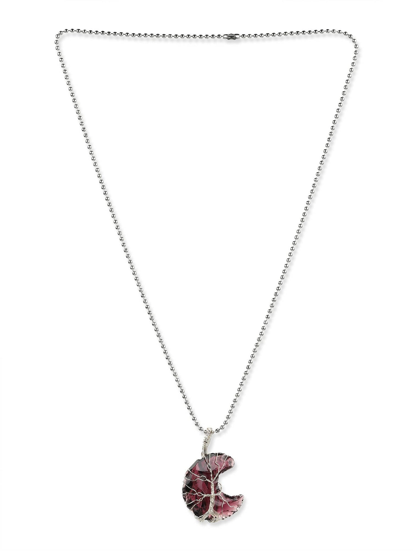 Women's Silver-Toned Purple Silver-Plated Handcrafted Chain - Ruby Raang | Swadesiicart