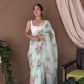 Vamsee Khadi Khatali Green Khadi Organza Saree - Swadesiicart