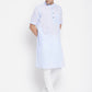Even Apparels Blue Color Pure Cotton With Band Collar Men's H/S Kurta | Swadesiicart