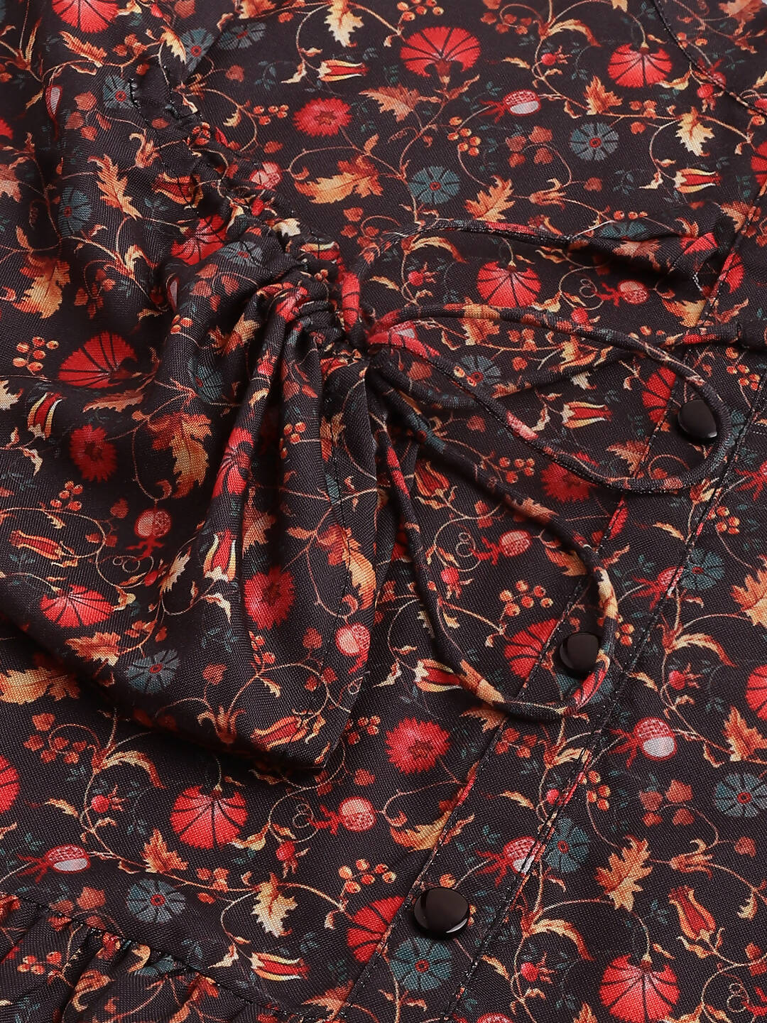 Black Poly Rayon Digital Printed A-line Top - Tarini - Swadesiicart