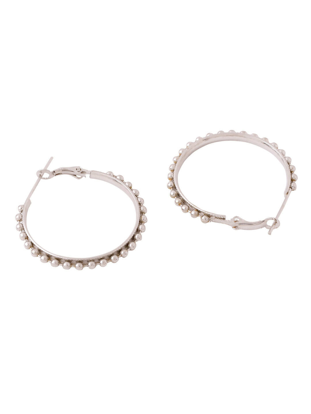 NVR Women Silver Toned Beaded Circular Earrings | Swadesiicart
