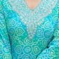 Applique Embroidered & Bandhani Printed Kurta With Pant & Printed Dupatta, Blue - Hiral Fashion