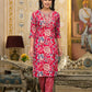 Applique Embroidered & Floral Printed Kurta With Pant & Printed Dupatta, Pink - Hiral Fashion