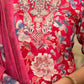 Applique Embroidered & Floral Printed Kurta With Pant & Printed Dupatta, Pink - Hiral Fashion