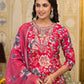 Applique Embroidered & Floral Printed Kurta With Pant & Printed Dupatta, Pink - Hiral Fashion