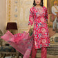 Applique Embroidered & Floral Printed Kurta With Pant & Printed Dupatta, Pink - Hiral Fashion