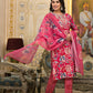 Applique Embroidered & Floral Printed Kurta With Pant & Printed Dupatta, Pink - Hiral Fashion