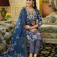 Applique Embroidered & Floral Printed Kurta With Pant & Printed Dupatta, Navy Blue - Hiral Fashion