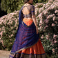 Lorenvalley Orange Kanchipuram Zari Weaving Work Lehenga Choli with Dupatta | Swadesiicart