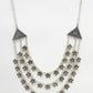 NVR Women's 3 Layered Floral Shape Artificial Beads German Silver Oxidised Necklace | Swadesiicart