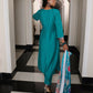 Jyoti Fashion Women's Teal Viscos Simmer Hand Work with Floral Printed Kurta Set | Swadesiicart