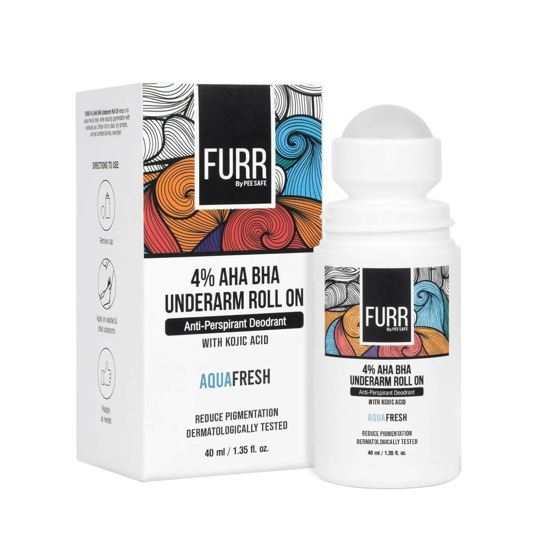 FURR 4% AHA BHA Underarm Roll On with Kojic Acid Helps Reduce Pigmentation, Prevents Body Odour & Brightens Skin - Swadesiicart