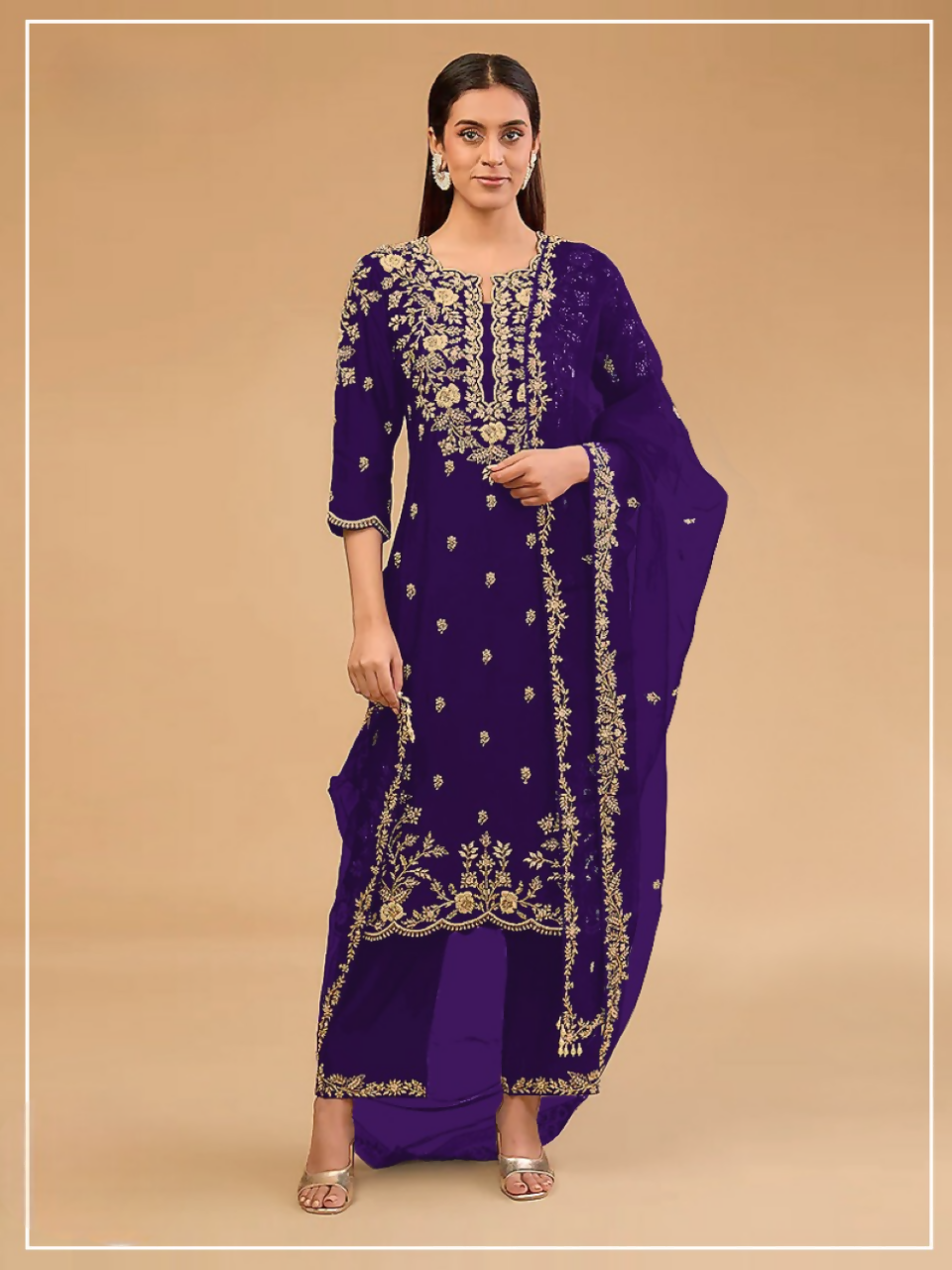 Anaita D Blue Vichitra Suit with Embroidered & Multi Thread Zari Work - Swadesiicart