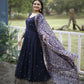Jyoti Fashion Women's Navy Blue Faux Blooming Sequins with Zari Embroidery Anarkali Dress with Dupatta | Swadesiicart