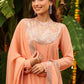 Janasya Peach Georgette Sequined Kurta,Bottom & Dupatta | Swadesiicart