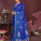 Joban Fashion Royal Blue Floral Motifs Banarasi Silk Sarees | Swadesiicart