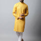 Even Apparels Yellow Color Pure Cotton Men's Kurta With Side Placket (SLD1130) | Swadesiicart
