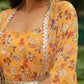 Janasya Mustard Georgette Floral Top Bottom Cape | Swadesiicart