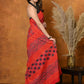 Very Much Indian Handblock Printed Cotton Saree With Natural Dyes - Red | Swadesiicart