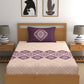 Dreamscape Purple & Cream-Coloured 144 TC Bedsheet with Pillow Covers - Swadesiicart