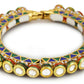 Gold-Polished Stone Studded Meenakari Bangle - Ruby Raang - Swadesiicart