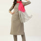 FIORRA Women's Grey Poly Crepe Straight Kurta Pant With Dupatta - Swadesiicart