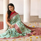 Joban Fashion Aqua Crepe Chiffon Pure Handloom Banarasi Silk Saree | Swadesiicart