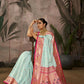 Vishnu Weaves Women's Sea-Green Paithani Silk Saree with Blouse - Swadesiicart